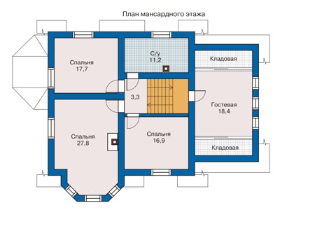 План мансардного этажа :: Проект 70-48